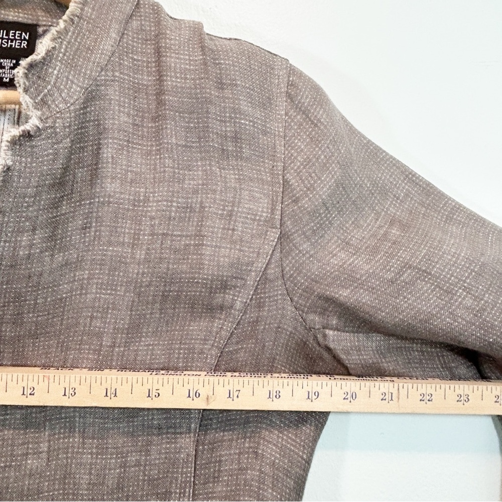 Eileen Fisher 100% Irish Linen Distressed Lightweight Jacket M Gray Lagenlook - Picture 5 of 11